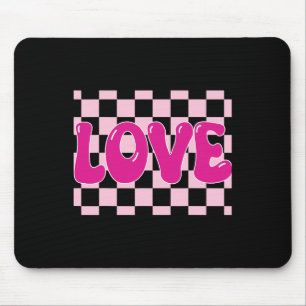 Mousepad Groovy Retro Checked Heart Love Retro Love Valen