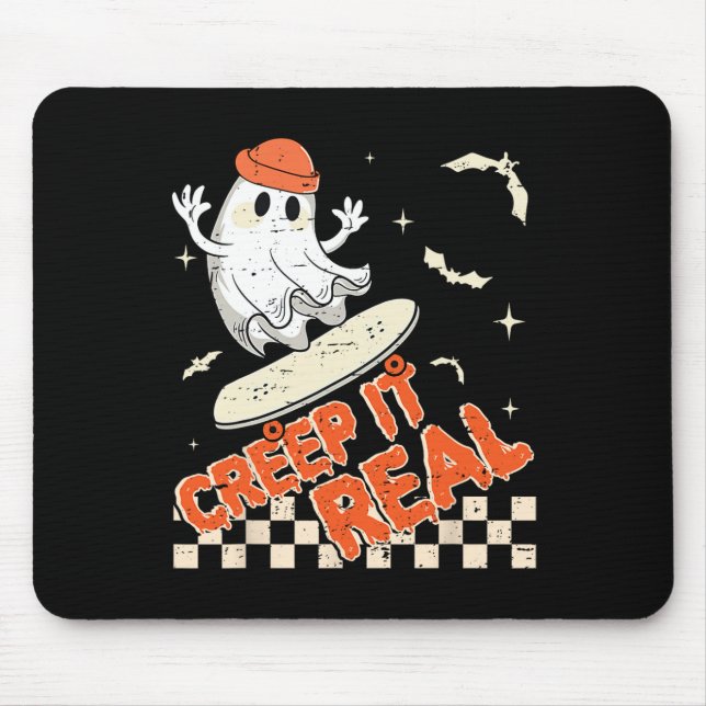 Mousepad Groovy Retro Ghost Halloween Creep It Real Boys Sk (Frente)