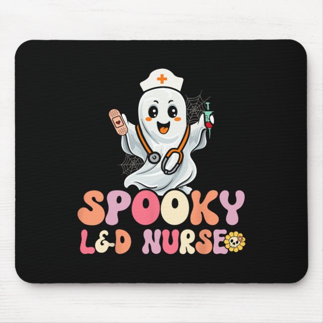 Mousepad Groovy Spooky Labour and Delivery Nurse Halloween  (Frente)