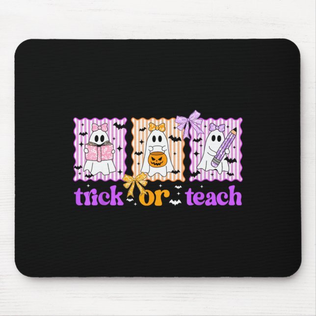 Mousepad Groovy Teacher Halloween Trick Or Teach Ghost Men  (Frente)