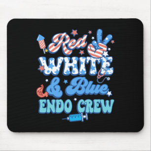 Mousepad Groovy Vermelho Branco Azul Endo Tripulação Enferm
