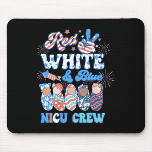Mousepad Groovy Vermelho Branco Azul Nicu Tripulação Enferm