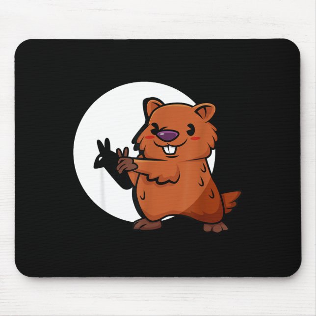 Mousepad Groundhog Day Shadow Puppet Cute Rodent Costume Fu (Frente)
