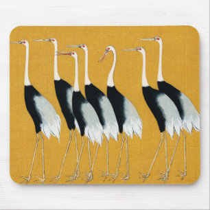 Mousepad Gruas Místicas: Harmonia em Dourado