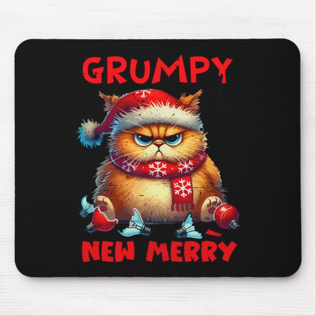 Mousepad Grumpy É O Novo Feliz Gato De Natal Sarcástico Cu (Frente)