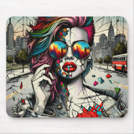 Mousepad Grunge Art | Fraturada Abstrato de Mulher
