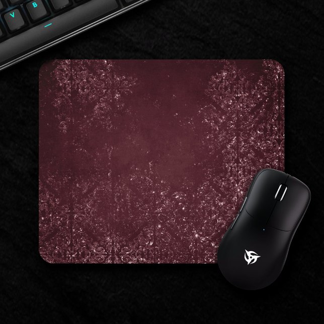 Mousepad Grunge de Vinho Glimeroso | Sangria Bordeaux Damas (Criador carregado)