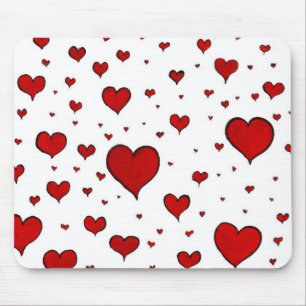 Mousepad Grupo de Ratos de Corações Vermelhos