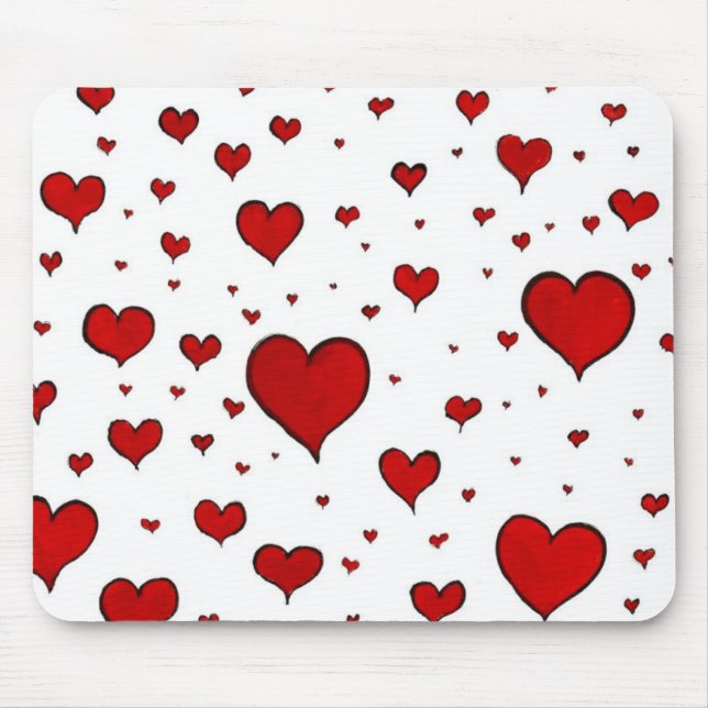 Mousepad Grupo de Ratos de Corações Vermelhos (Frente)