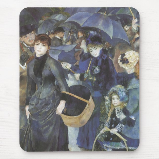 Mousepad Guarda-chuvas de Pierre Renoir, Impressionismo Vin (Frente)