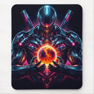 Mousepad Guardião Cósmico Cibernético Abstrato Robô Futuris