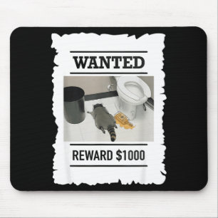 Mousepad Guaxinim Bêbado Engraçado Recompensa Desejada $100
