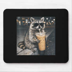 Mousepad Guaxinim bebendo café gelado meme engraçado de ani
