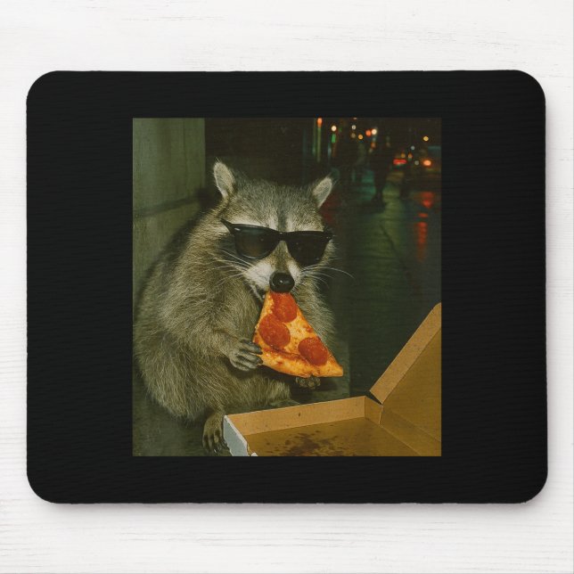 Mousepad Guaxinim engraçado comendo Zza meme de animal (Frente)