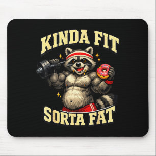 Mousepad Guaxinim engraçado no ginásio_ meio em forma meio