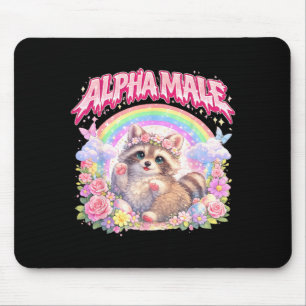 Mousepad Guaxinim Fofo Arco-íris Floral Engraçado para Home