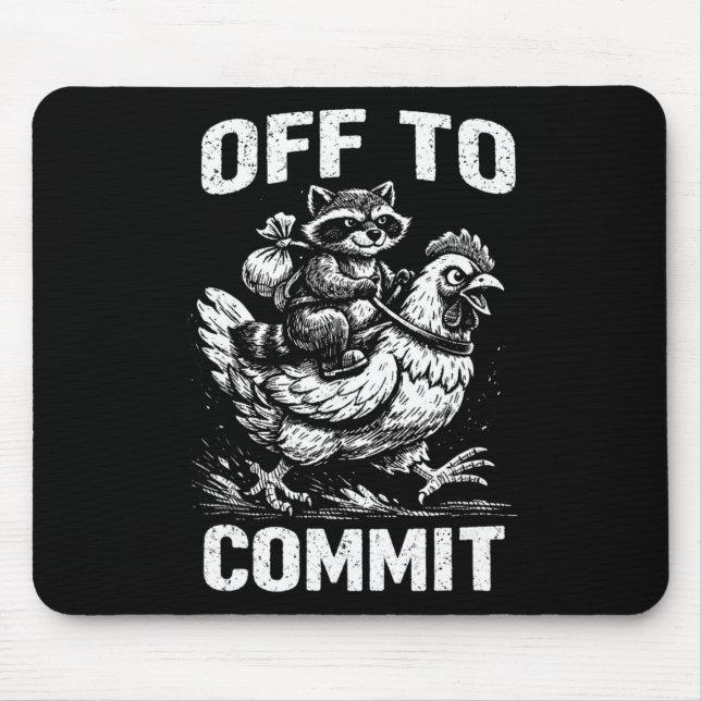 Mousepad Guaxinim Montado em Frango Vai para Comprometer De (Frente)
