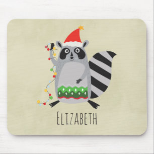 Mousepad Guaxinim no chapéu do papai noel Tangled acima em