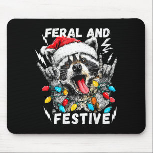 Mousepad Guaxinim Selvagem e Festivo Divertido de Natal Roc