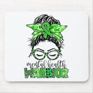 Mousepad Guerreira da Saúde Mensagem Bun Mulher Neurodivers