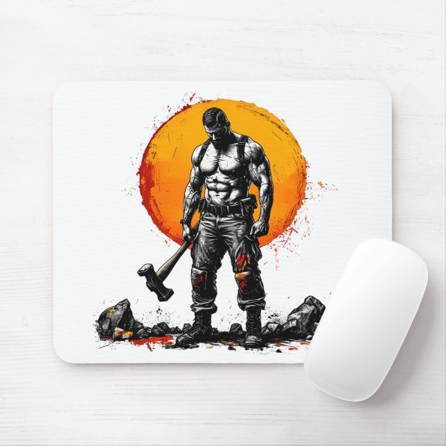 Mousepad guerreiro barbárie fantasma medieval hummer Mousep (Com mouse)
