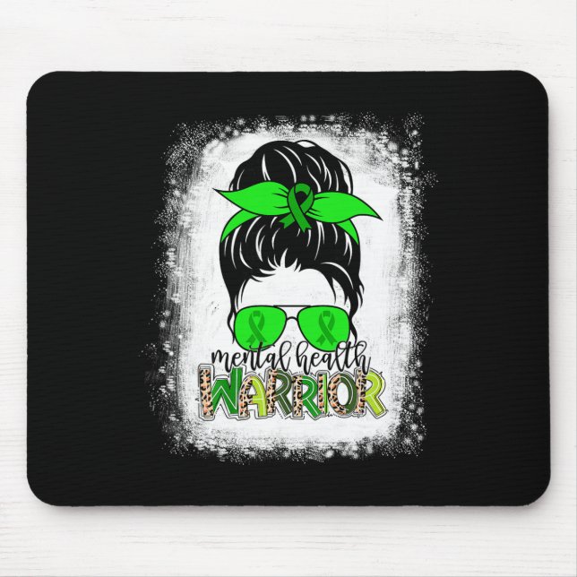 Mousepad Guerreiro da Saúde Mental Coque Desgrenhado Consci (Frente)
