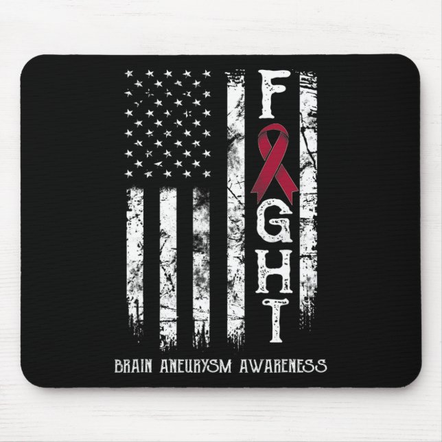 Mousepad Guerreiro de Aneurisma Cerebral Bandeira dos EUA  (Frente)