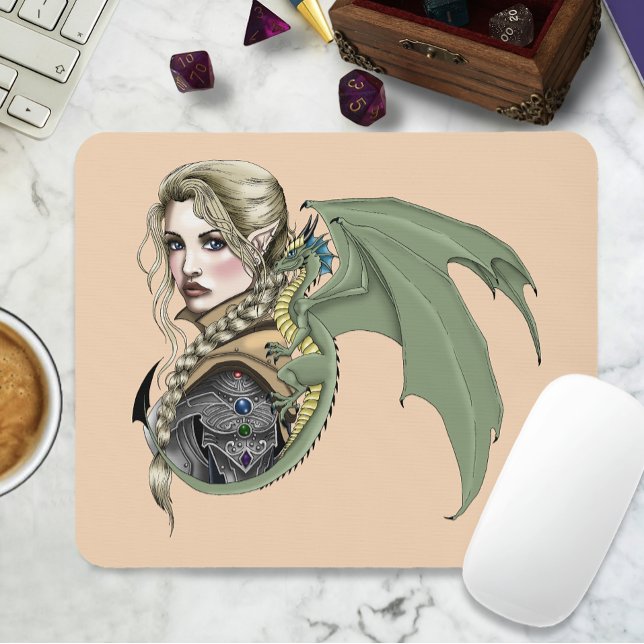 Mousepad Guerreiro Elfo Dragão Fantasia Mágico Medieval Pês (Criador carregado)