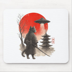 Mousepad Guerreiro Gato Ninja Samurai OVNI Japonês Anime En