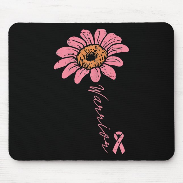 Mousepad Guerreiro Girassol Fita Rosa Fita Cancer de Mama A (Frente)