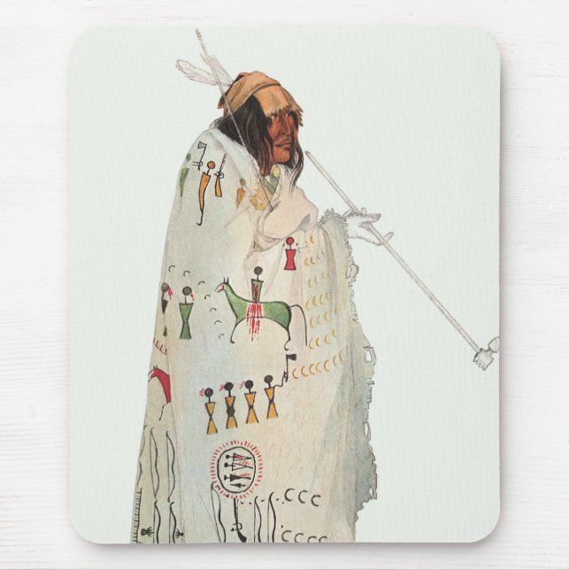 Mousepad Guerreiro Indiano com Pipe Retrato de Karl Bodmer (Frente)