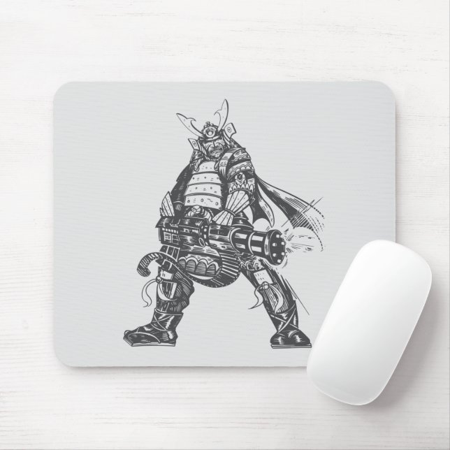 Mousepad Guerreiro Samurai com arma de fogo rápida (Com mouse)