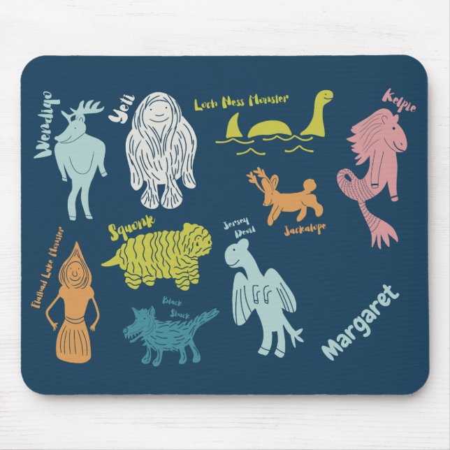 Mousepad Guia de Criptozoologia de Criptids de Cartoon Pers (Frente)