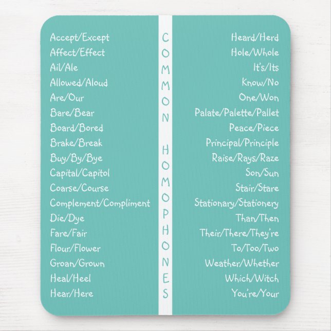 Mousepad Guia de referência ortográfica em inglês para homo (Frente)