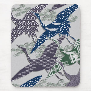 Mousepad Guindastes japoneses de matéria têxtil