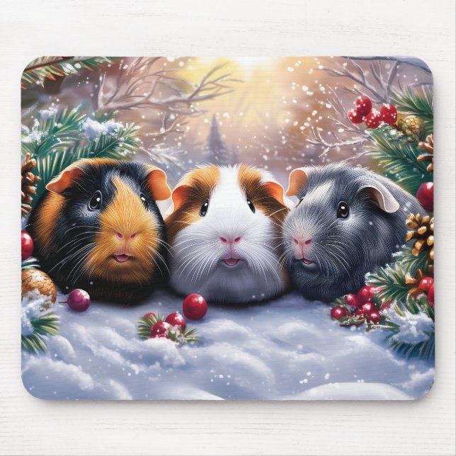 Mousepad Guiné Pigs Winter Wonderland (Frente)