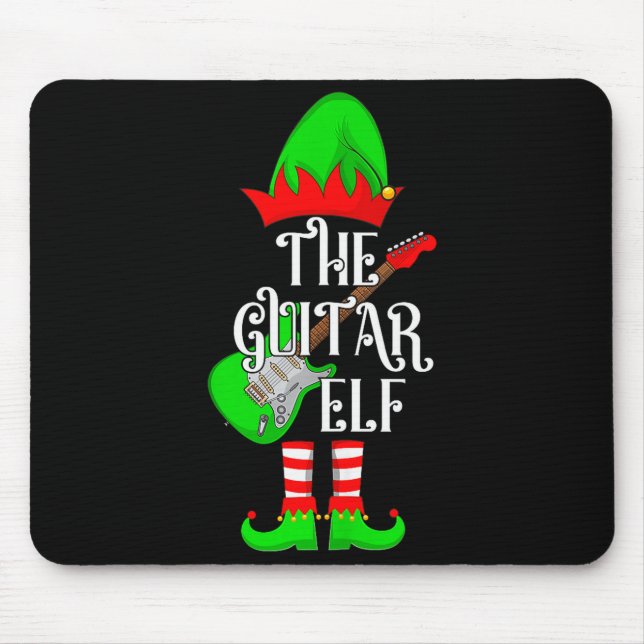 Mousepad Guitar Elf Christmas Pajamas Matching Family Elf S (Frente)