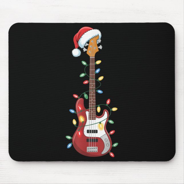 Mousepad Guitar Santa Hat Noite Luzes de Natal B Player Gui (Frente)