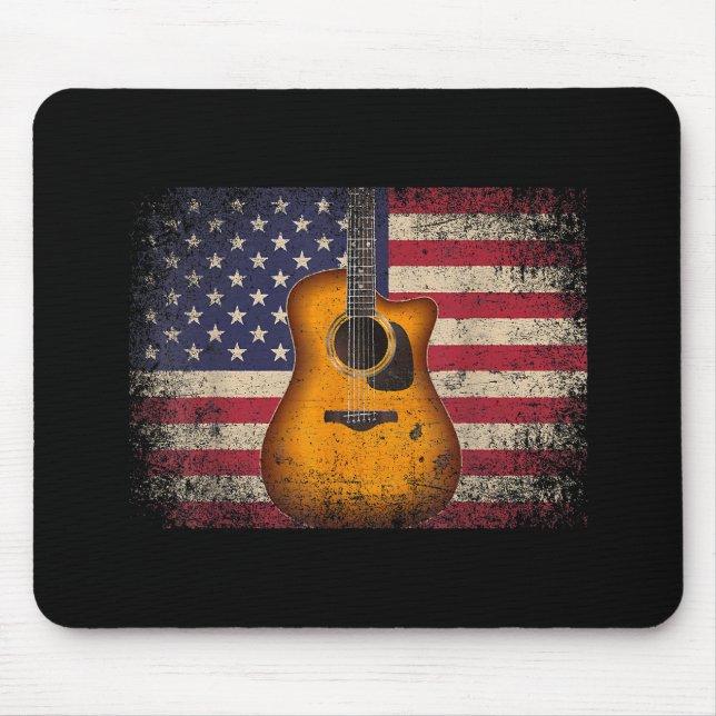 Mousepad Guitarra 4 de julho Gift American Flag USA - Count (Frente)