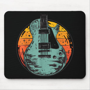 Mousepad Guitarra Elétrica Retro Pôr do Sol Vintage Banda d