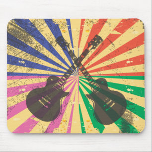 Mousepad Guitarra retros do Grunge no fundo do starburst