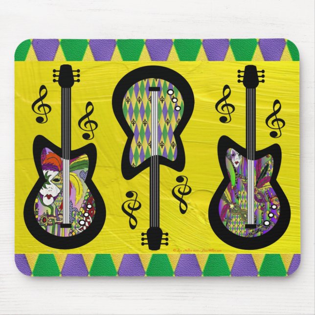 Mousepad Guitarras Coloridas do Mardi Gras (Frente)