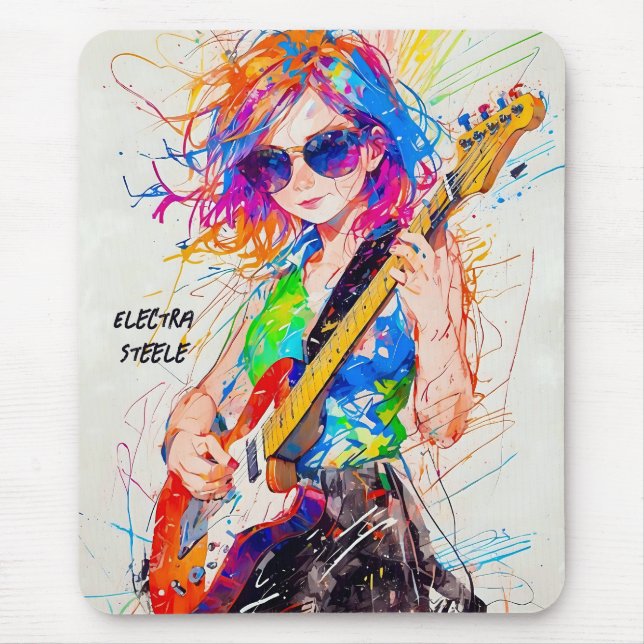 Mousepad Guitarrista do Anime Pop de Arte da Abstrato legal (Frente)