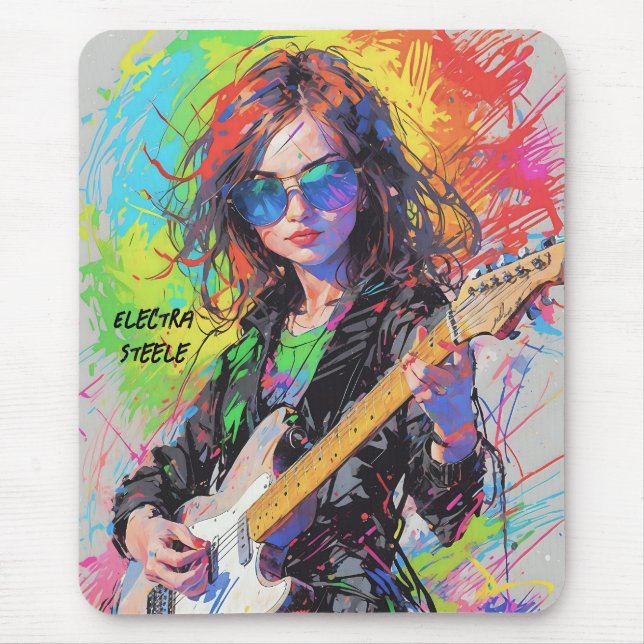 Mousepad guitarrista do rock abstrato (Frente)