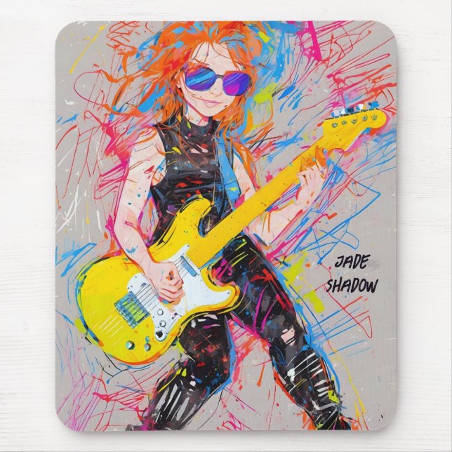 Mousepad guitarrista humorista abstrato legal (Frente)