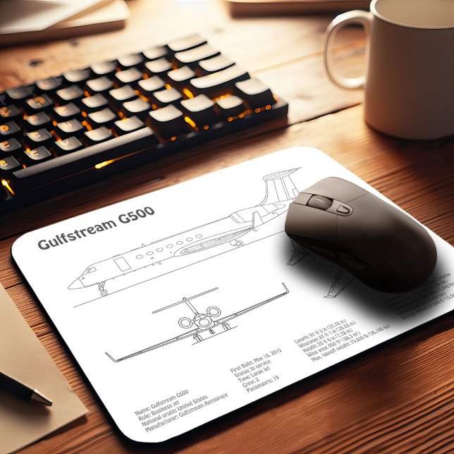 Mousepad Gulfstream G500 - Planos Blueprint de avião BD (Criador carregado)