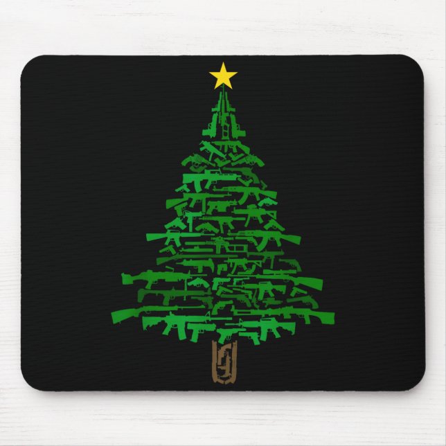 Mousepad Guns Christmas Tree - Xmas Gift For Guns Lover  (Frente)