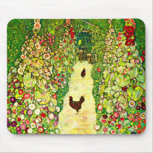 Mousepad Gustav Klimt Garden com Galinhas