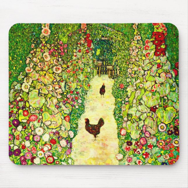 Mousepad Gustav Klimt Garden com Galinhas (Frente)