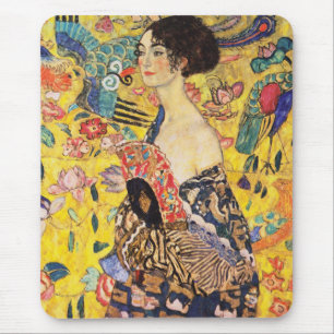 Mousepad Gustav Klimt Lady com ventilador
